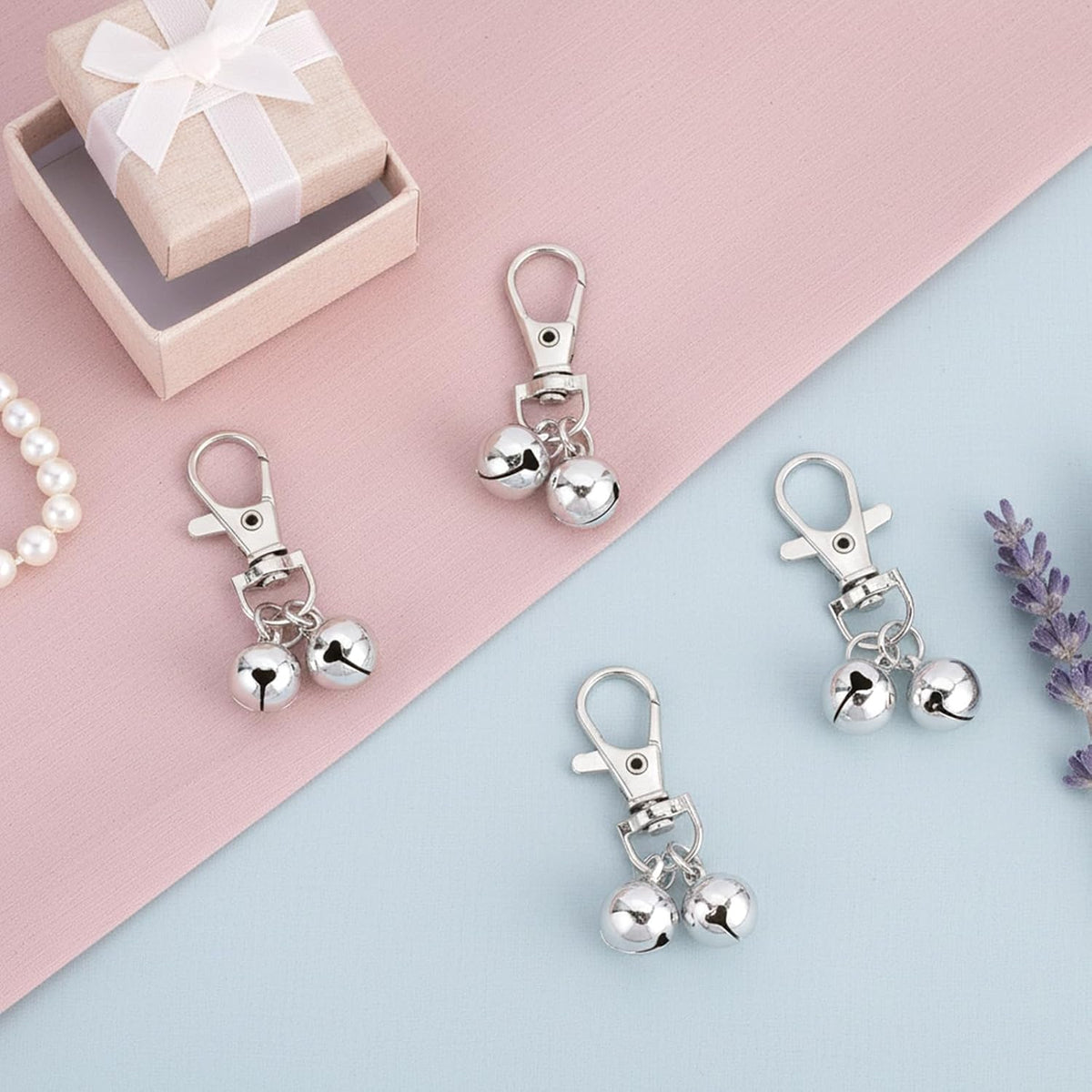 Authentic TIESOME silver metal pendant bells for pet safety and easy identification