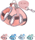 Petank step in dog harness and leash set pink front view