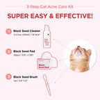 Soft grooming silicone brush included in the cat chin acne treatment kit.