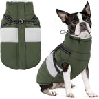 SUNFURA warm dog apparel package showcasing the pink medium sized winter jacket flat lay with tags.