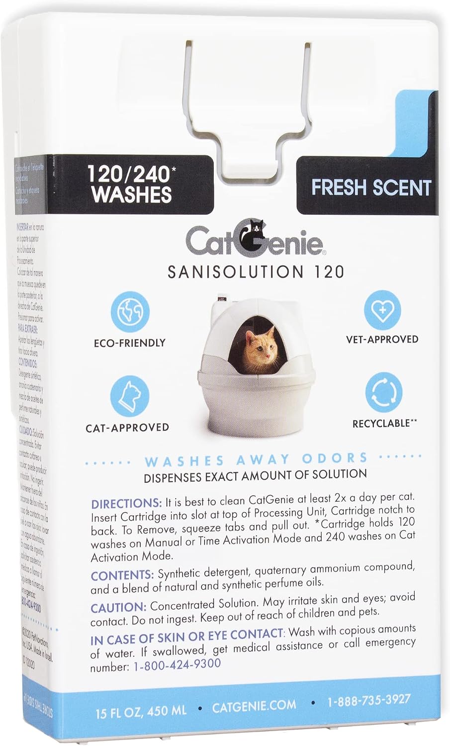 CatGenie unscented cleaning cartridge label details and specifications