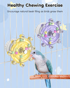 Set of two colorful bird enrichment toys by Pawfly.