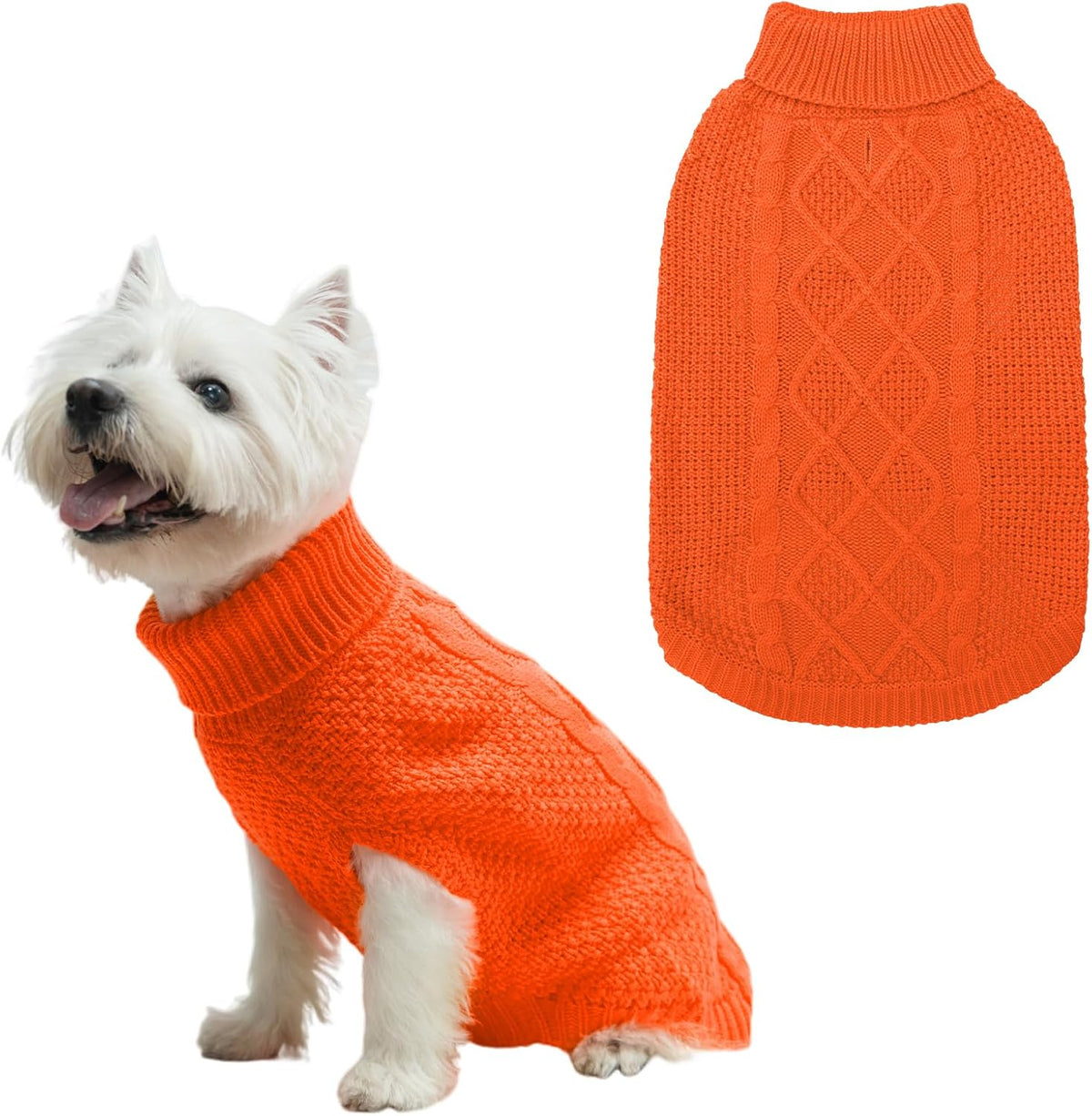 Mihachi Turtleneck Dog Sweater - Winter Coat Apparel Classic Cable Knit Clothes with Leash Hole for Cold Weather, Ideal Gift for Pet in New Year Flesh Pink Large - Image 12