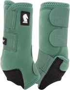 The dual pack of blue medium horse protective wraps showing the shock absorbing splint pad.