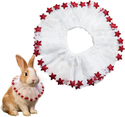 Side view of the adjustable decorative dog ruffle collar detailing the fluffy layered organza