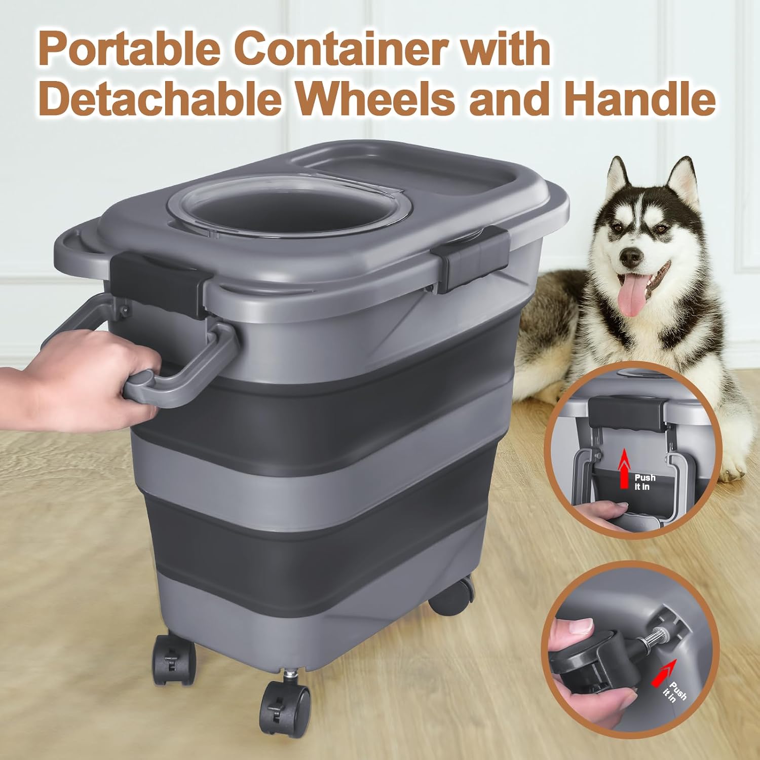 Tiovery pet food container showing the collapsible feature