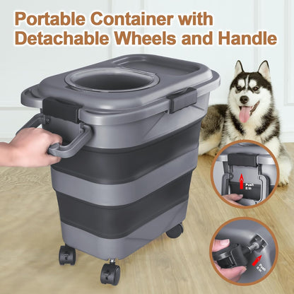 Tiovery pet food container showing the collapsible feature