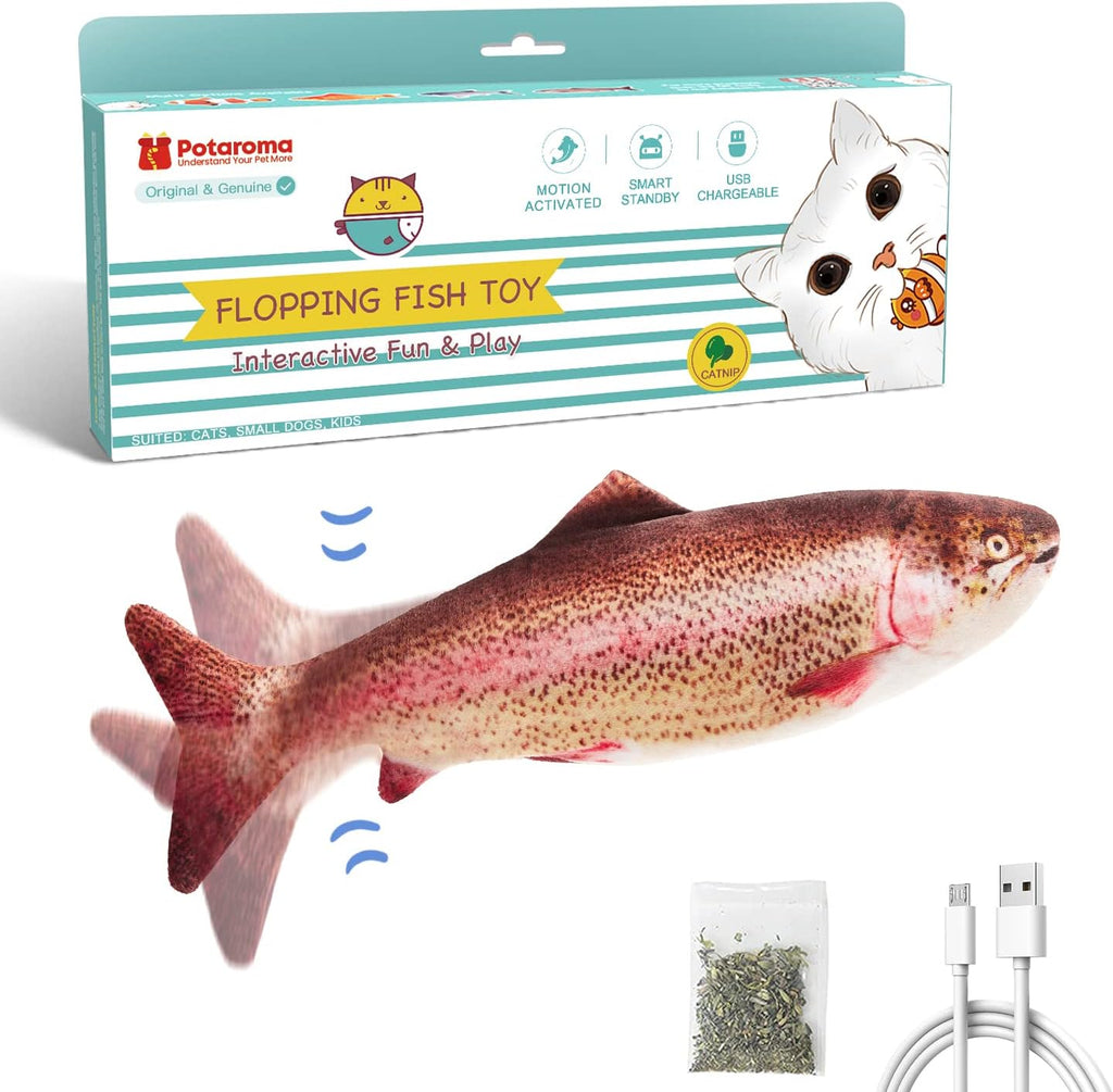 Complete package components including fish toy and charging cable