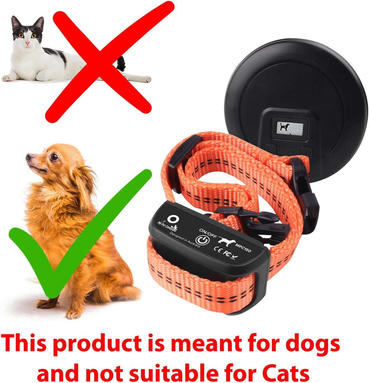Close up of the power button and indicator light on the dog training collar