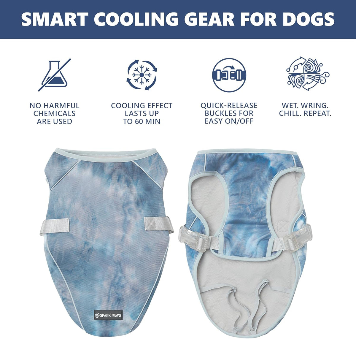 Side view of Spark Paws cooling vest for dogs