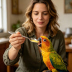 Stainless steel spoon attachment for parrot hand feeding