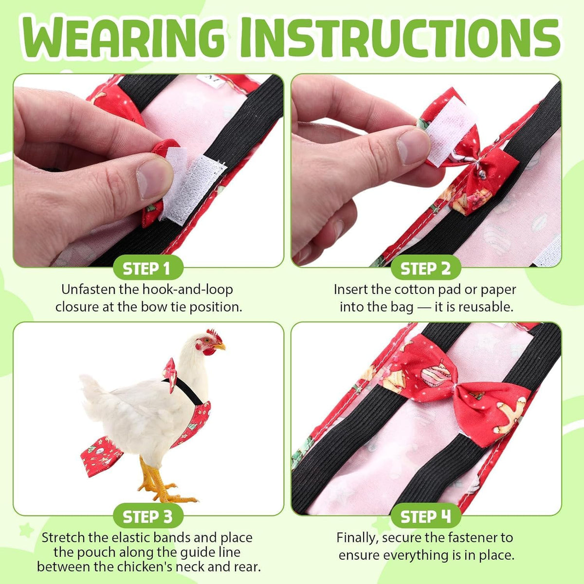 SilTriangle 8 count chicken diaper set laid out