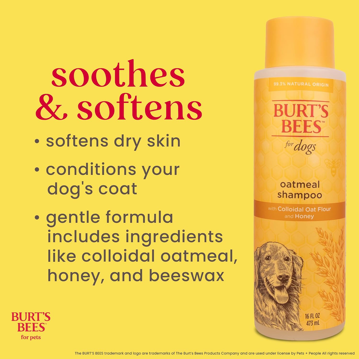 Side view of Burt's Bees oatmeal shampoo for sensitive dogs