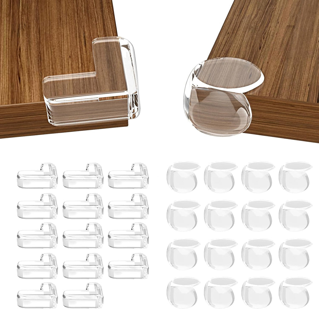 Sutoug 30 pack clear baby corner protectors front view for furniture safety