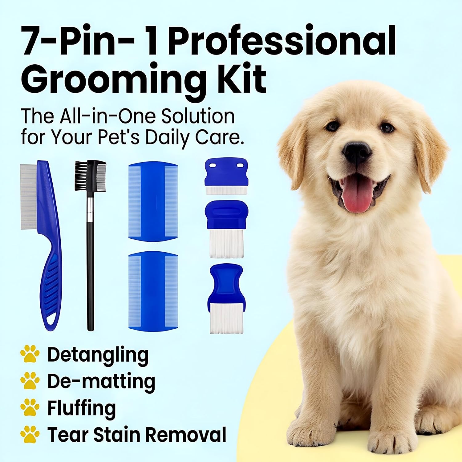 Stainless steel pet grooming combs with ergonomic handles