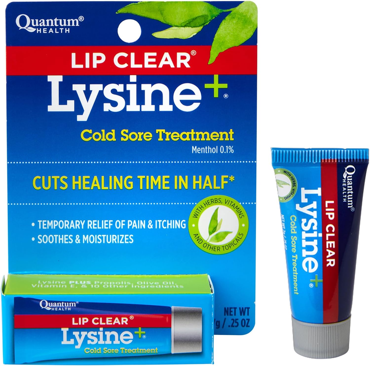 Quantum Health Lip Clear Lysine Plus Cold Sore Treatment front packaging view