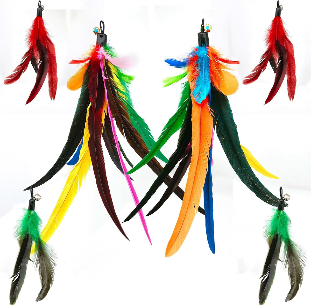 miwoowim Cat Toys Interactive for Indoor Cats, 2PCS Ultra-Long Teaser(50"+38")+9PCS Da Bird Feather Refills, Fishing Pole Toy,Retractable Cat Wand Toy and Feather Toys Refills Attachment Replacement - Image 9