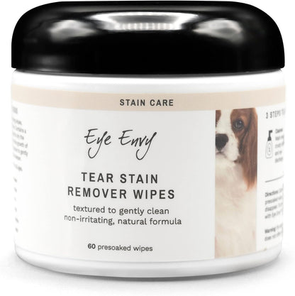 Eye Envy Tear Stain Wipes for Dogs front view of 60 count container packaging