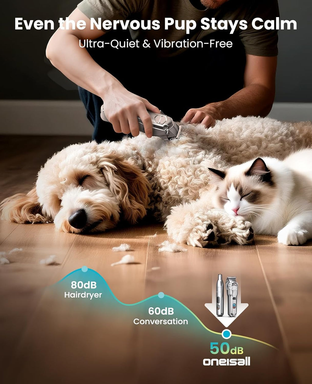 Nine plastic guard combs included with the Oneisall heavy coat dog clipper set for varying lengths.