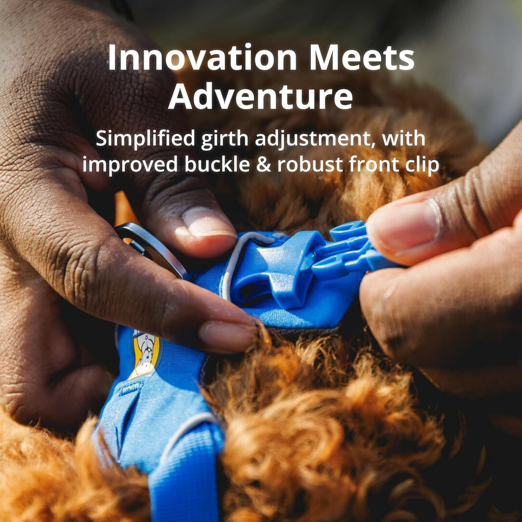 Side view of Ruffwear harness demonstrating adjustable strap fit