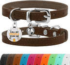 BRONZEDOG Leather Cat Collar with Removable Bells Non Breakaway Kitten QR Tag for Girl Boy (7" - 9" for Cats, Black & Gold) - Image 9