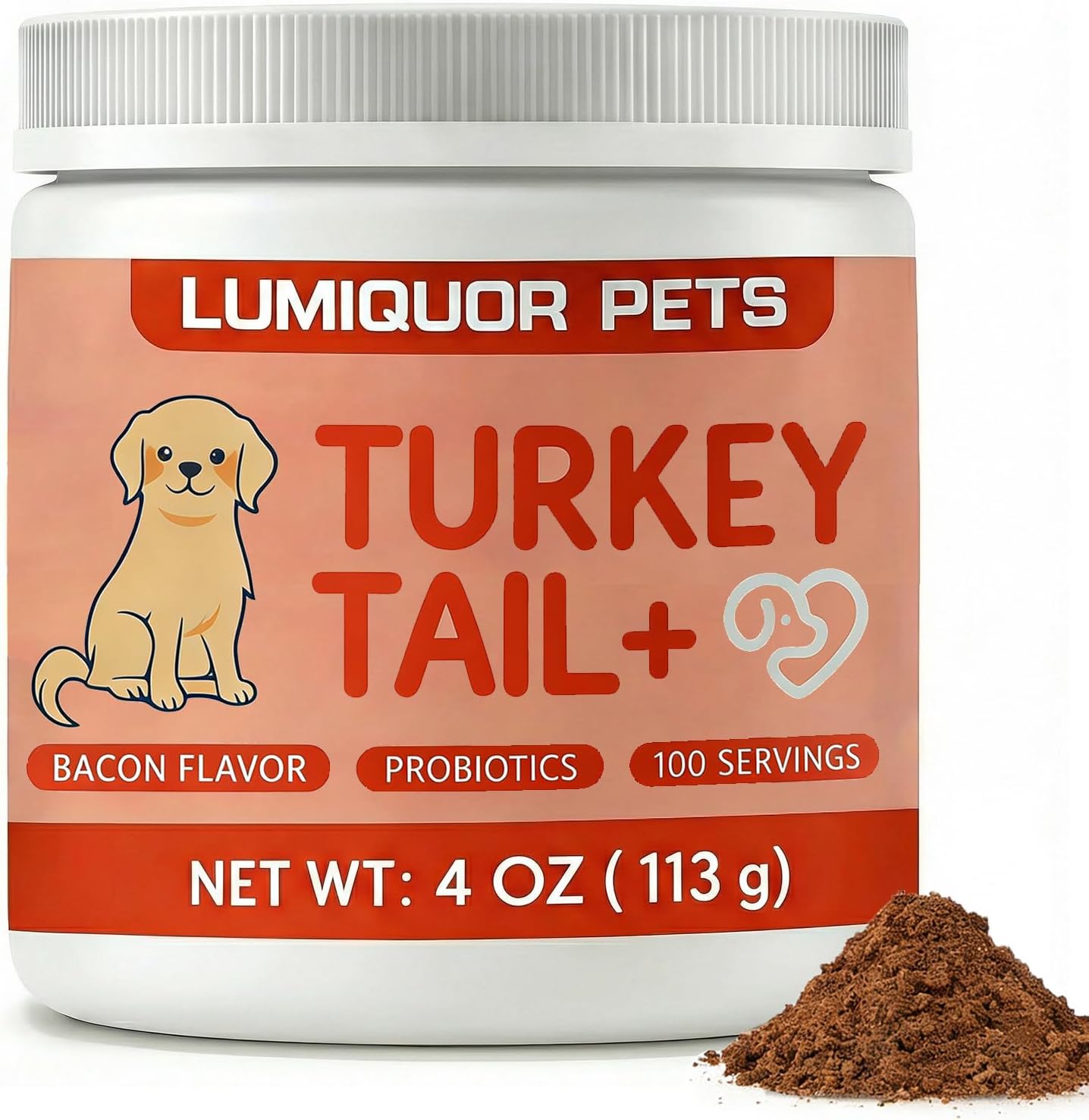 TQIUH Lumiquor turkey tail mushroom dog powder front view of packaging