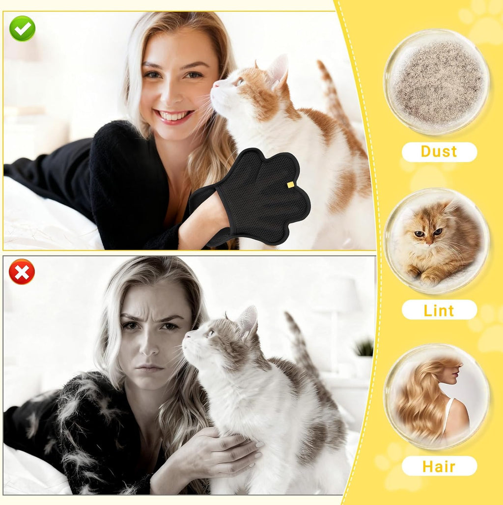 Breathable mesh backing side of reusable pet hair removal glove tool