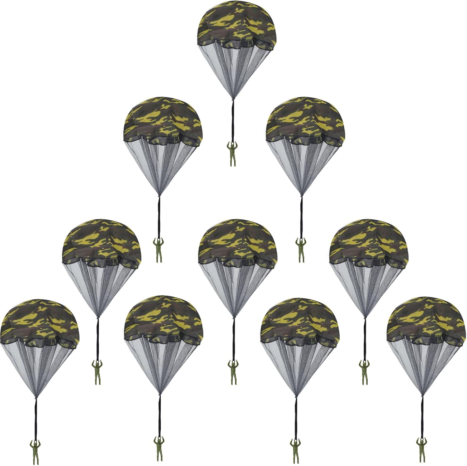 Catcan camouflage parachute men toy pack front view showcasing the outdoor flying product box