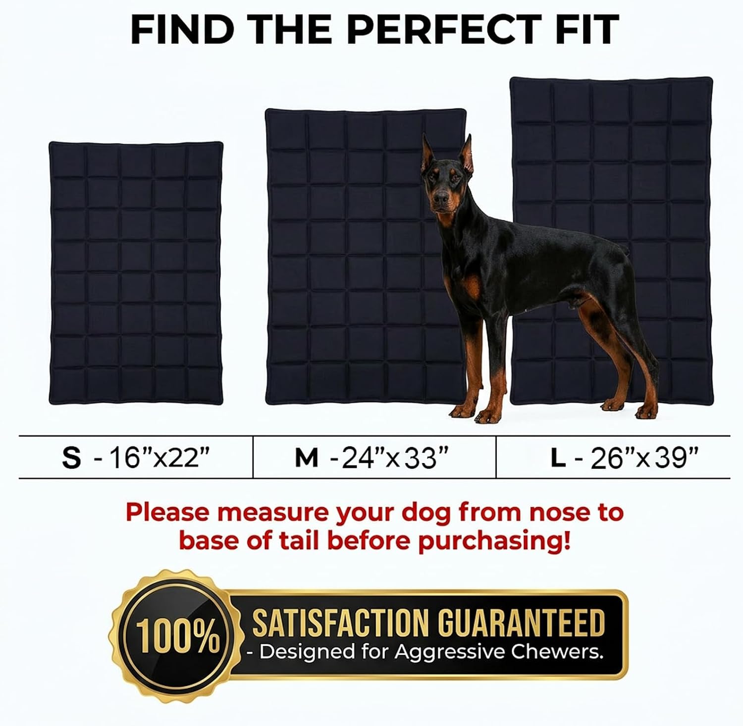 Chew Proof Dog Crate Pad - Indestructible Durable Crate Pad for Aggressive Chewers, Quilted Washable Waterproof Tough Kennel Mat, Replacement for Cage Tray, Indoor & Outdoor, 22"x16", Black - Image 9
