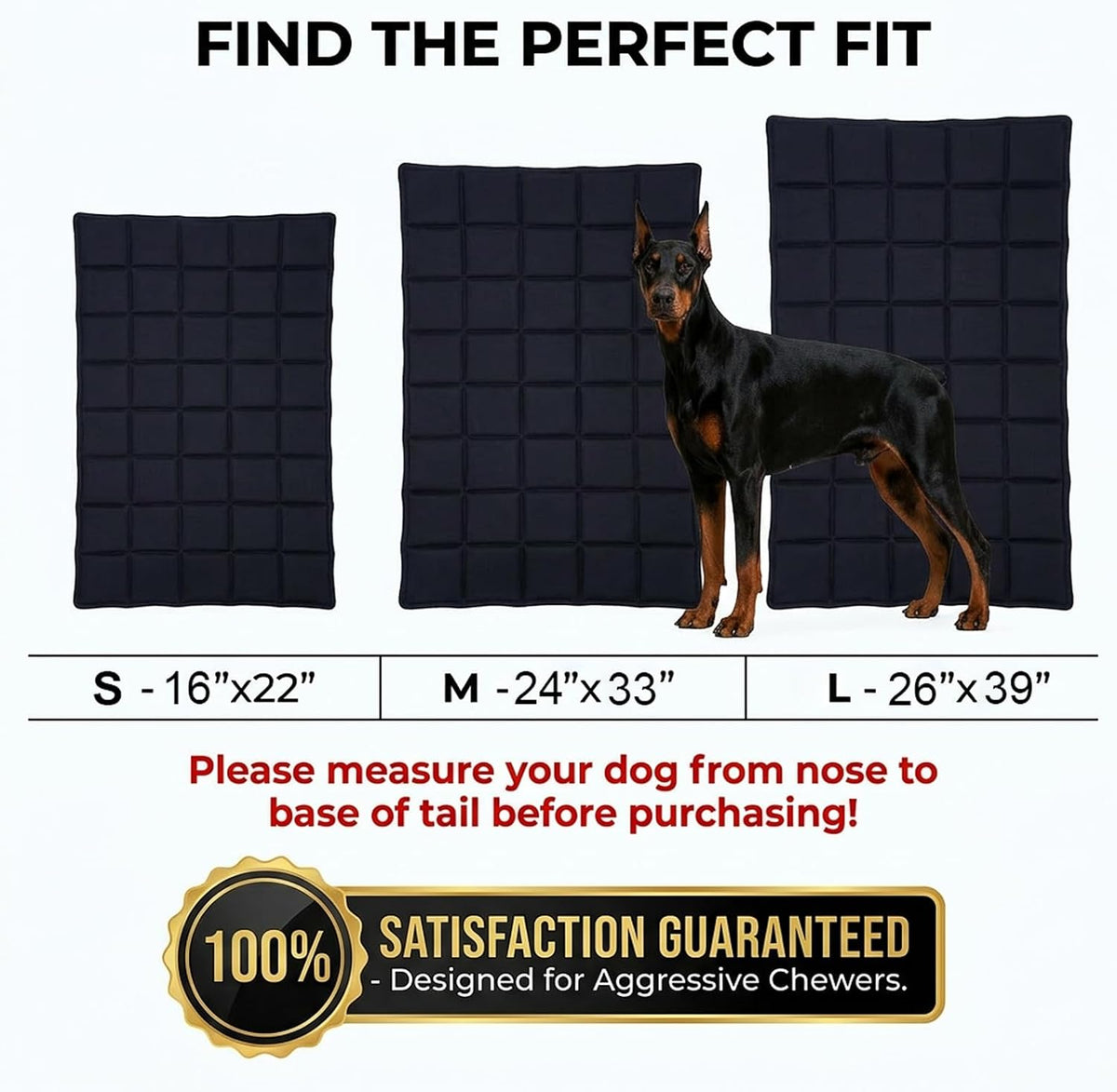 Chew Proof Dog Crate Pad - Indestructible Durable Crate Pad for Aggressive Chewers, Quilted Washable Waterproof Tough Kennel Mat, Replacement for Cage Tray, Indoor & Outdoor, 22"x16", Black - Image 9