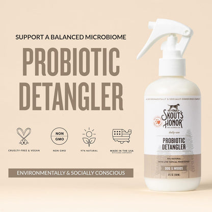 Skout's Honor Dog of the Woods detangling spray for pet mats and knots