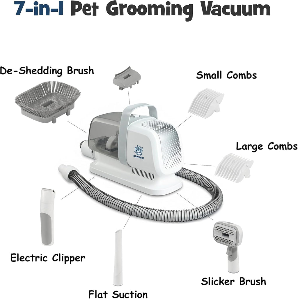 Pawsest pet hair trimmer and electric clippers with guide comb attachments