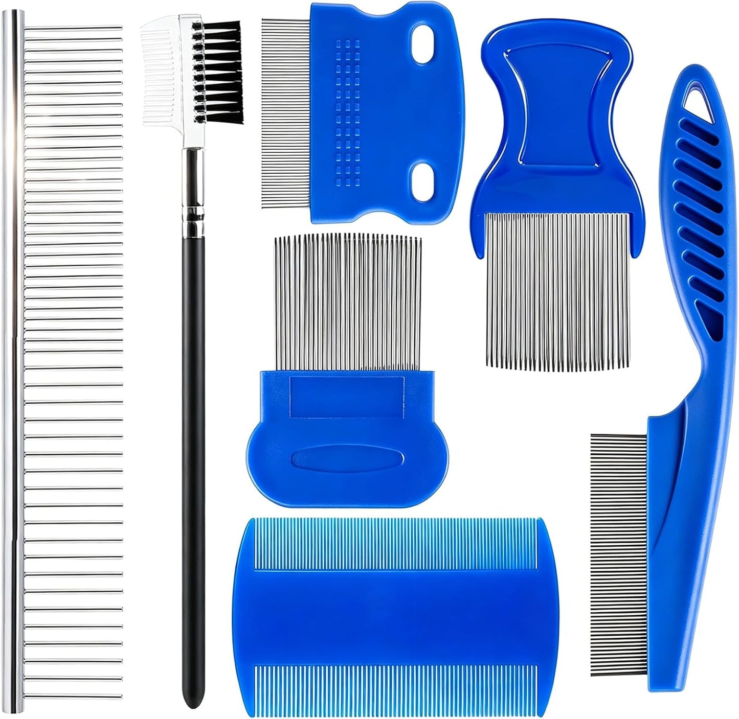 Yolev 7 pack pet grooming comb set front view