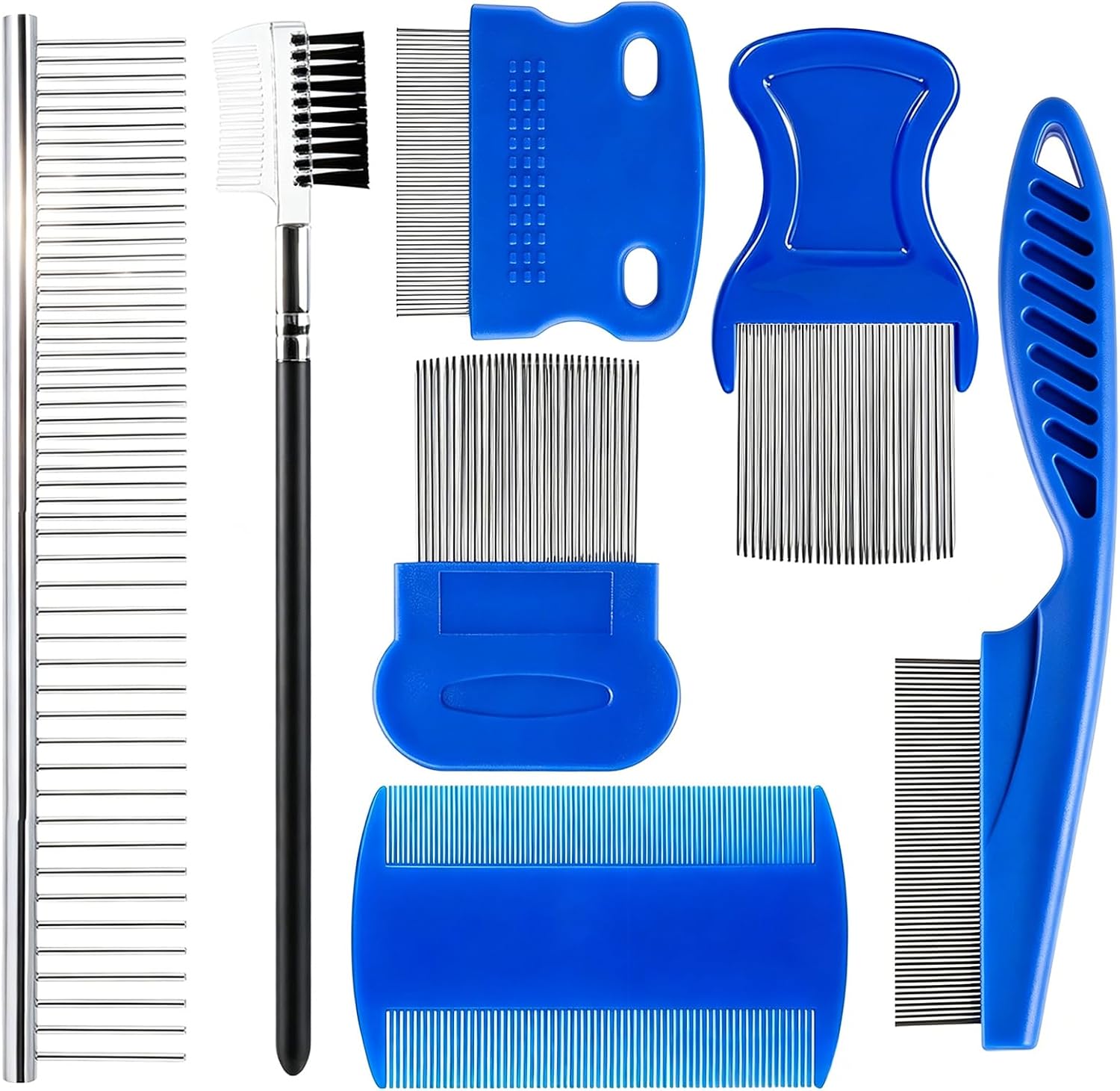 Yolev 7 pack pet grooming comb set front view