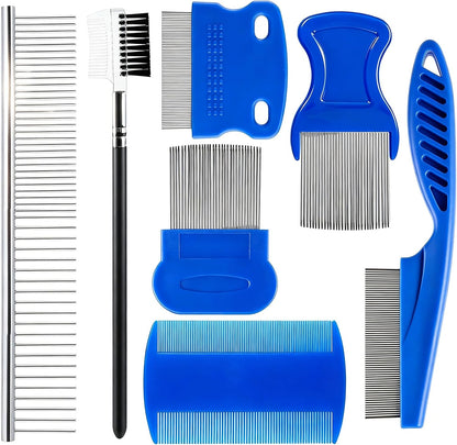 Yolev 7 pack pet grooming comb set front view