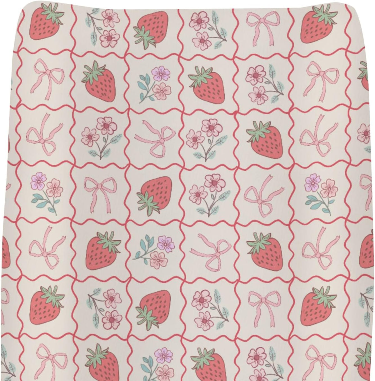 ZoUbqchY Boho Strawberry Baby Changing Pad Cover front view