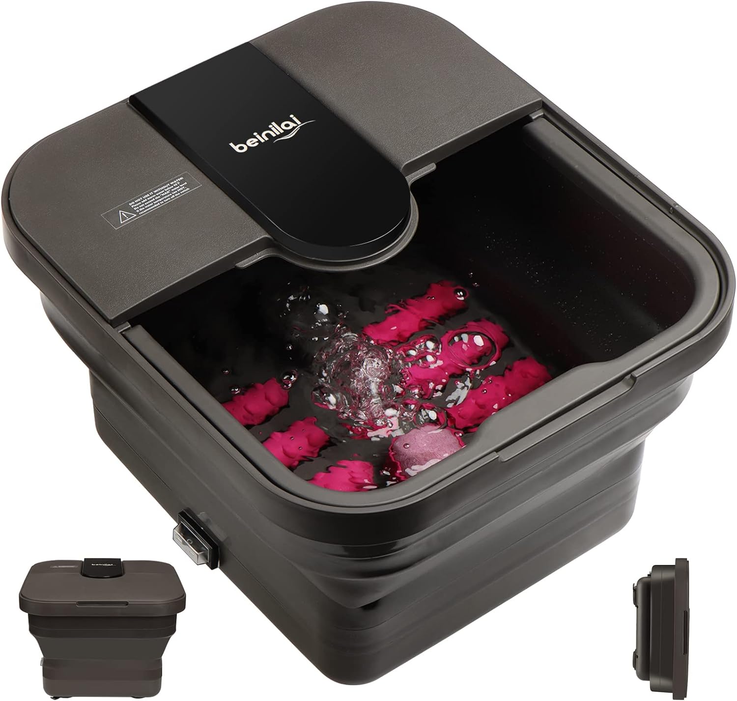 Beinilai collapsible foot spa front view with grey finish