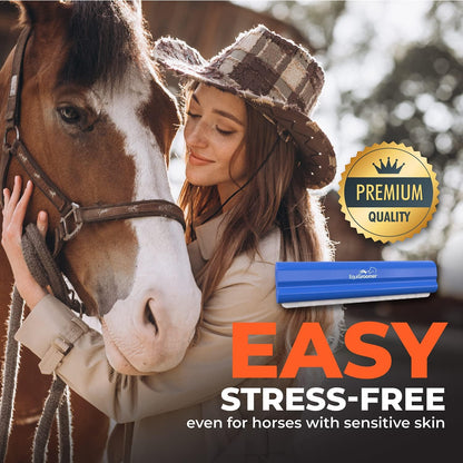 EquiGroomer 8-Inch Deshedding Brush for Horses and Large Shedding Dogs 50 lbs and Up (Golden Retriever, German Shepherd, Husky), Undercoat Grooming Tool, Removes Loose Hair and Fur, Blue - Image 9