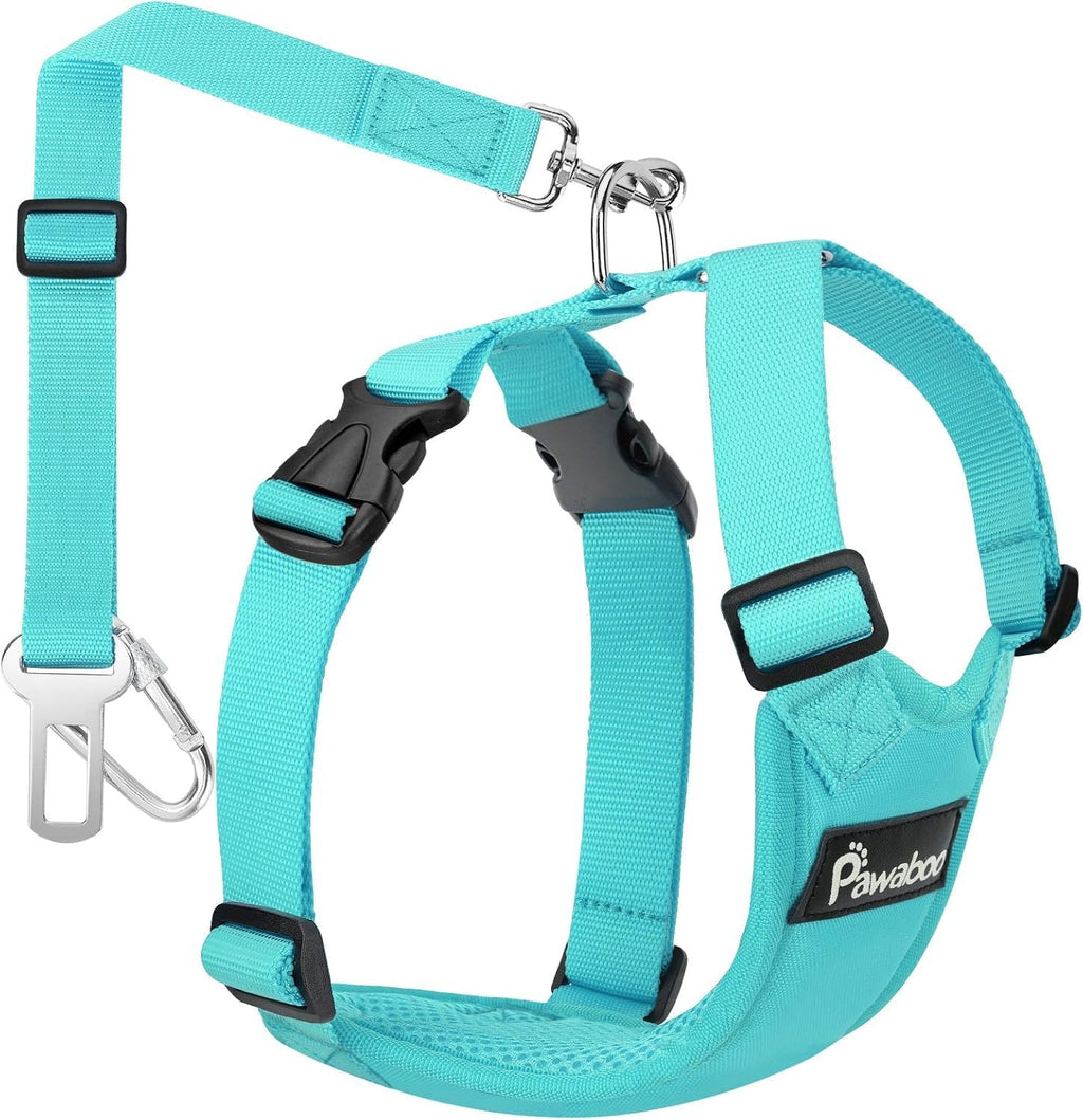 Pawaboo Dog Seat Belt Harness for Car, Dog Car Harness Seatbelt with Double Clips, Adjustable Breathable Pet Vest & Dogs Safety Tether with Elastic Bungee for Small Medium Large Pet, L, Black - Image 13