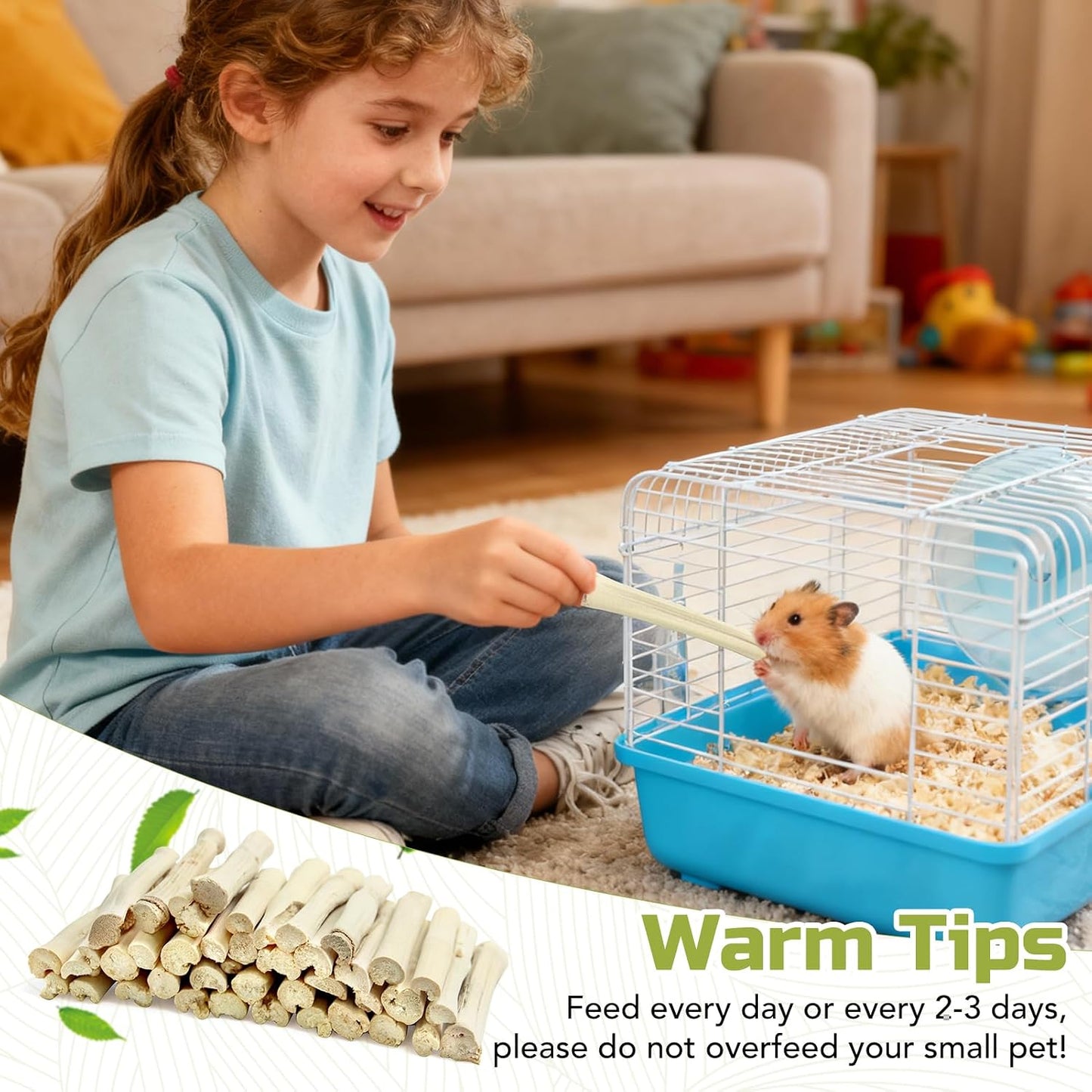 Rabbit teething toy sweet bamboo bundle rich in fiber and potassium