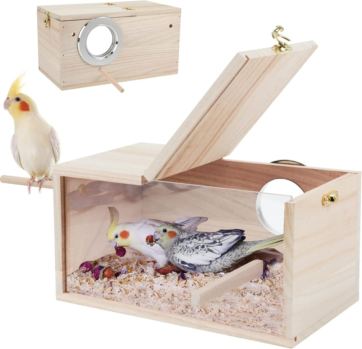 Rypet Parakeet Nesting Box, Cockatiel Bird Nest Box with Perch(S) - Image 10