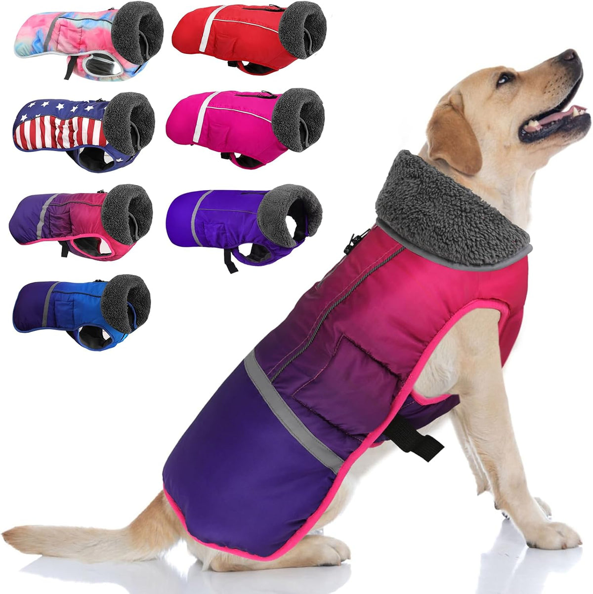 Doglay Dog Coat, Waterproof Dog Jacket Pet Winter Coat for Cold Weather with Thicken Furry Collar, Reflective Puppy Winter Jacket Warm Fleece Lining for Small Medium Large Pets - Image 14