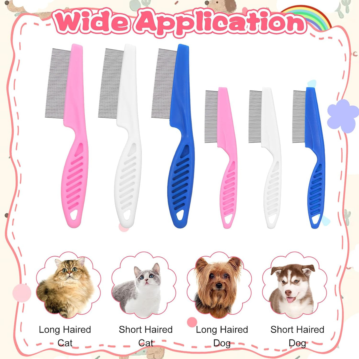 Different sizes of Hidyuuoo flea combs displayed together