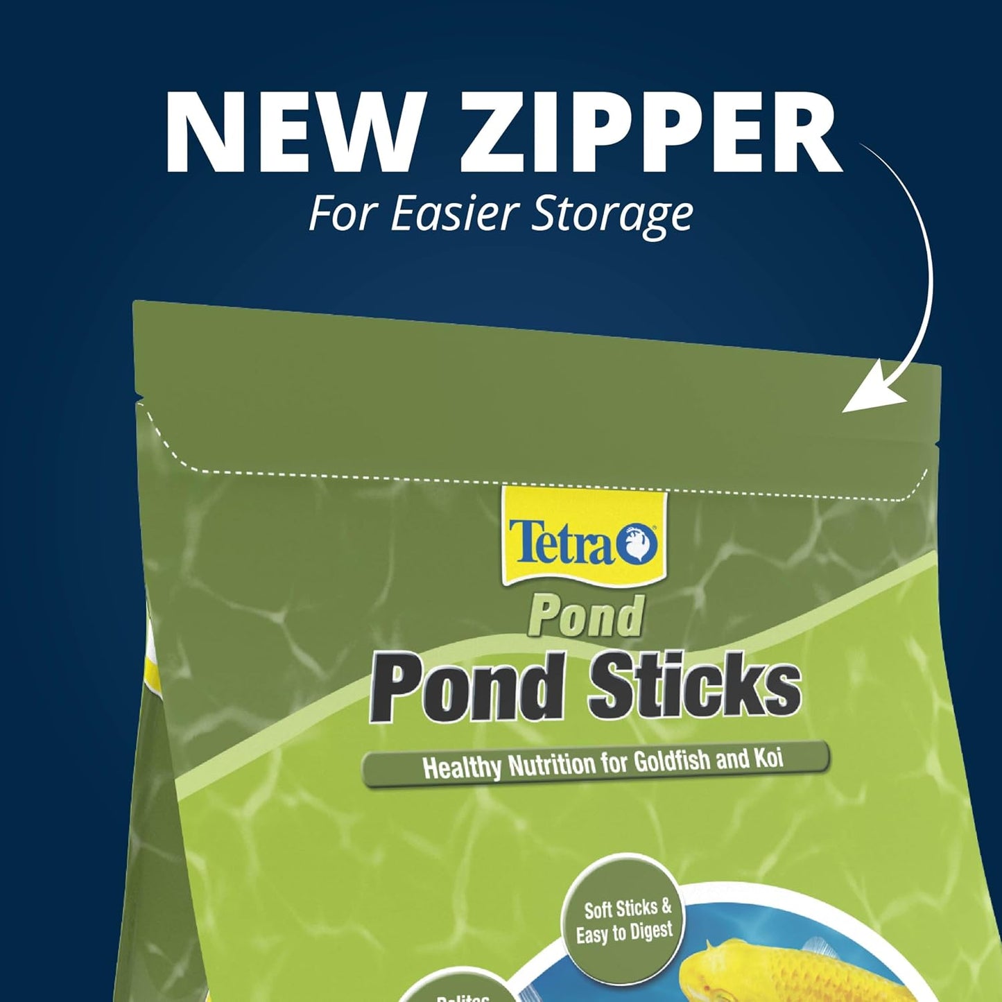 Top view of pond fish feeding on TetraPond sticks