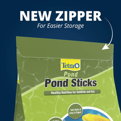 Top view of pond fish feeding on TetraPond sticks