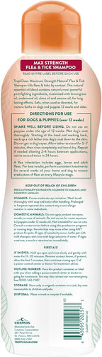 TropiClean plant based flea and tick shampoo for dogs back label