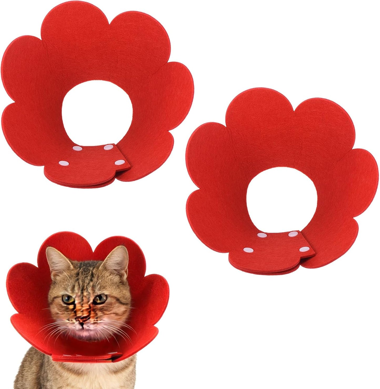 Felt Cat Recovery Collar, Cute Flower Cat Recovery Collar Adjustable Recovery Cones (2Pcs, M 8.7-9.8inch, Yellow/Pink) for Small Dogs Kittens Cats - Image 14