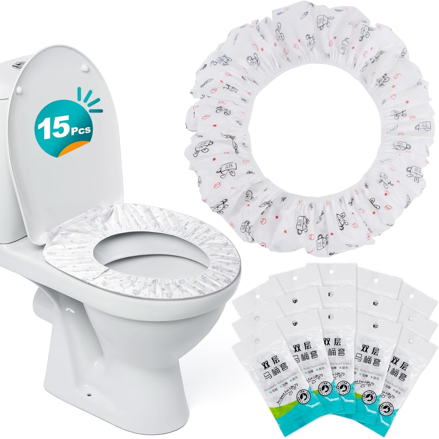 RAINFLOW Portable Toilet Mat front view of packaging for public restroom protection