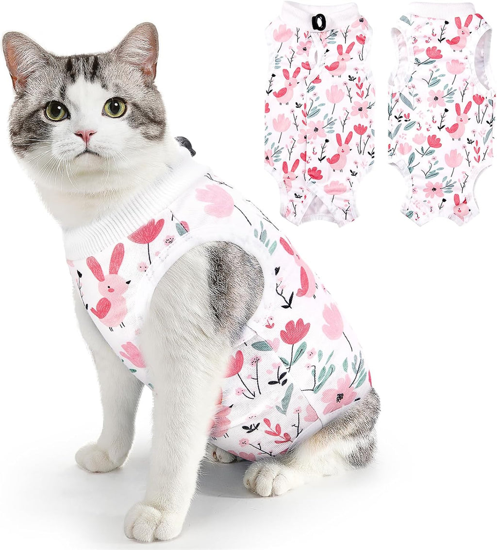 SlowTon Cat Recovery Suit - Cat Onesie for Cats After Surgery Female Male, Kitten Clothes Cats Surgical Spay Suit Abdominal Wounds, E-Collar Alternative Bodysuit Shirt Anti-Licking (Blue Flower,M) - Image 13