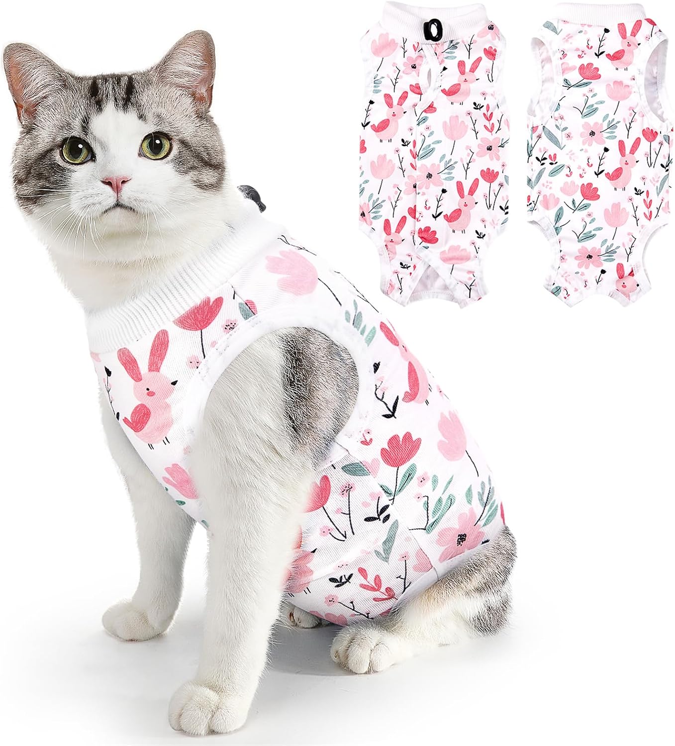 SlowTon Cat Recovery Suit - Cat Onesie for Cats After Surgery Female Male, Kitten Clothes Cats Surgical Spay Suit Abdominal Wounds, E-Collar Alternative Bodysuit Shirt Anti-Licking (Blue Flower,M) - Image 13